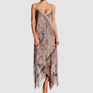 BCBGMaxAzria Paisley Print Chloey Asymmetrical Slip Dress Size Medium